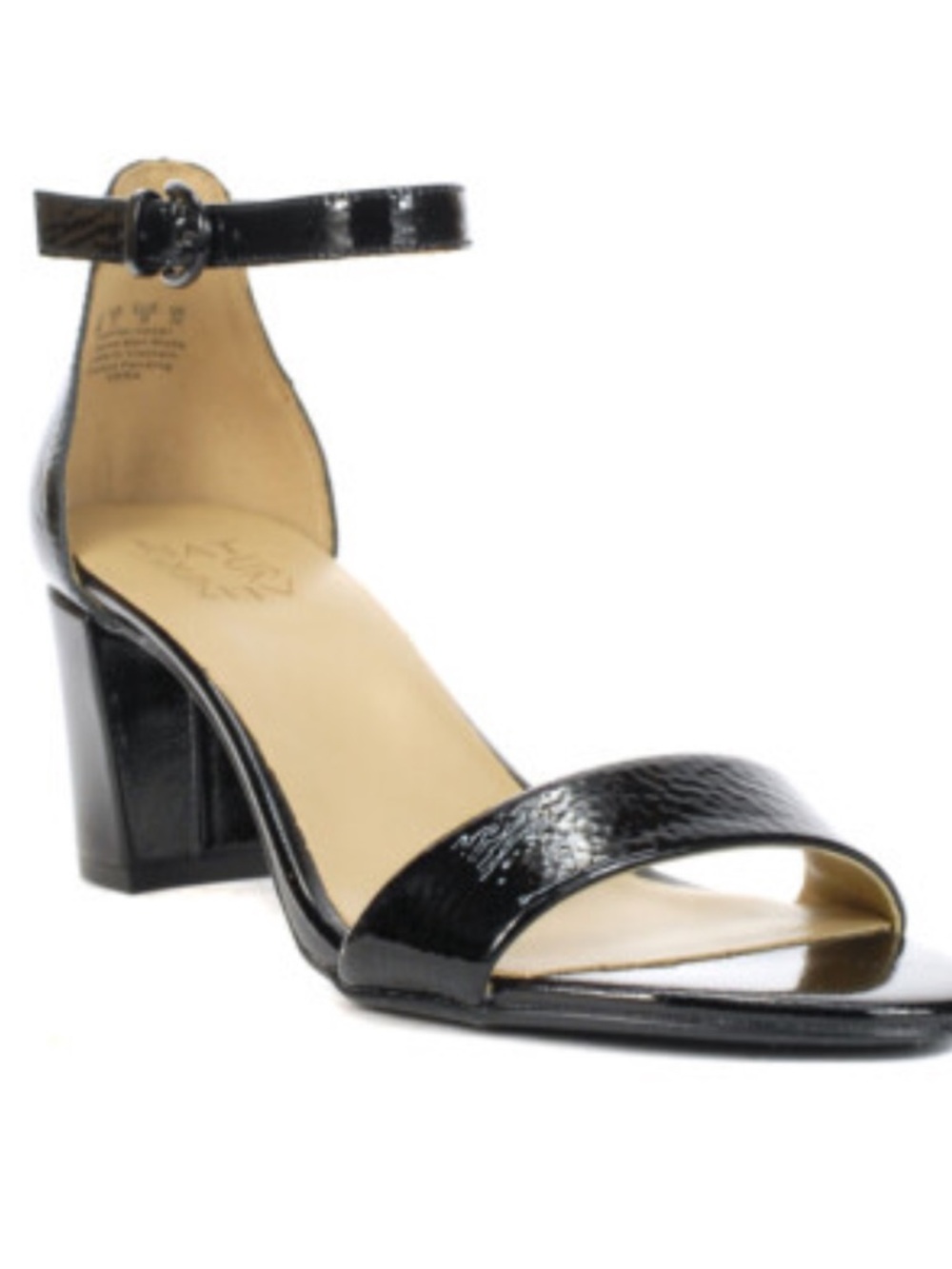 Naturalizer Black Patent Leather Ankle-Strap Block Heel Sandals